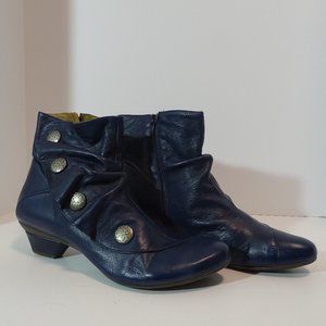 Eric MIchael Web Ribbon Button Ankle Booties Genuine Leather Boots Size 42